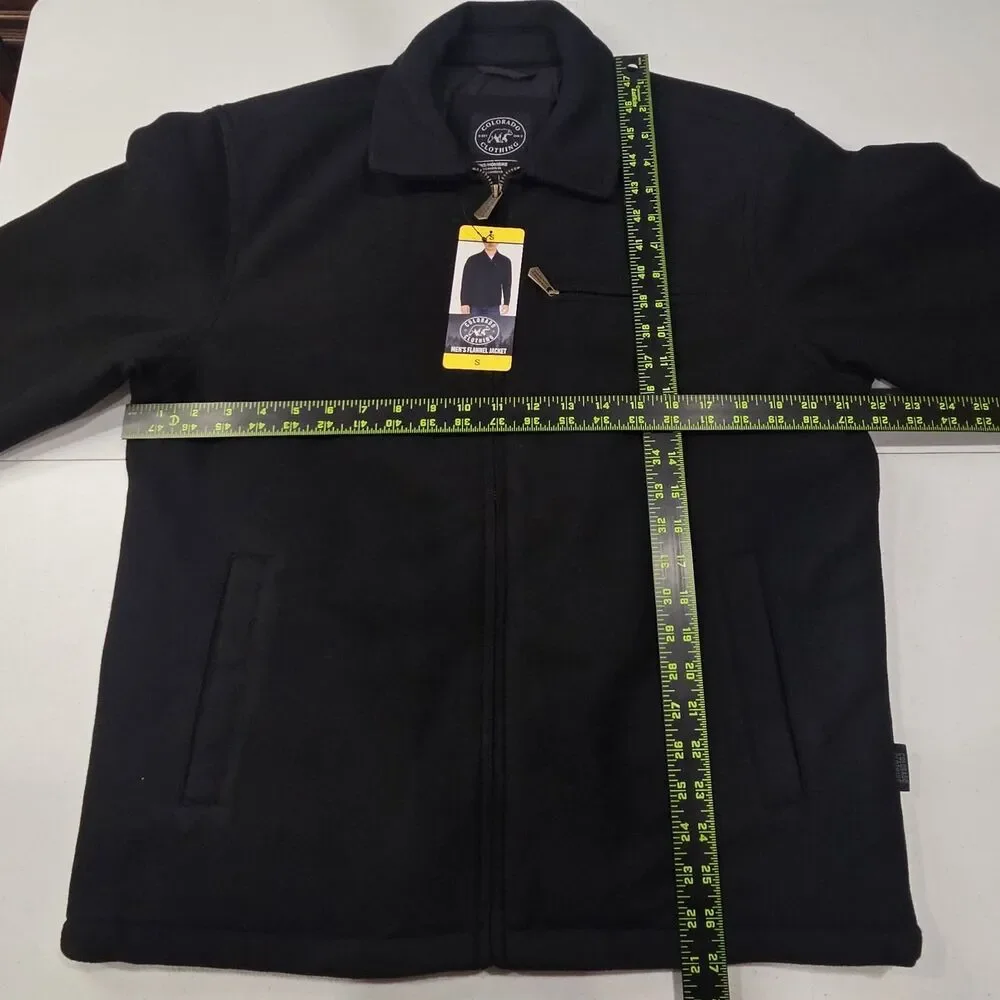 Colorado Clothing Men's Faux‎ Wool Flannel Jacket Heavyweight, Black, Small